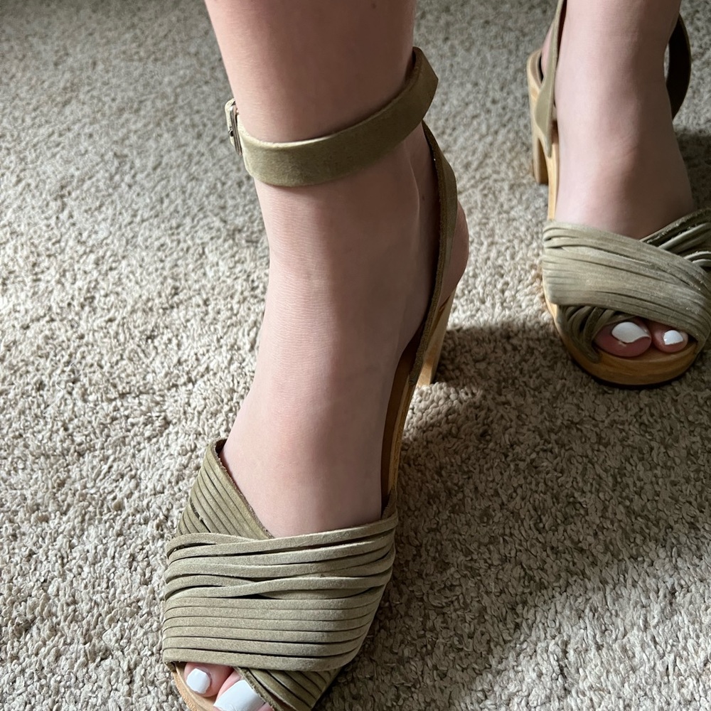 Swedish Hasbeen clogs/sandals with ankle strap.